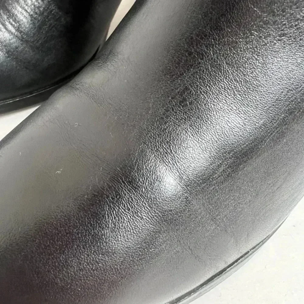 Louise Et Cie Lo Zalia Black Leather Heeled Bootie Buckled Boots Size 9.5